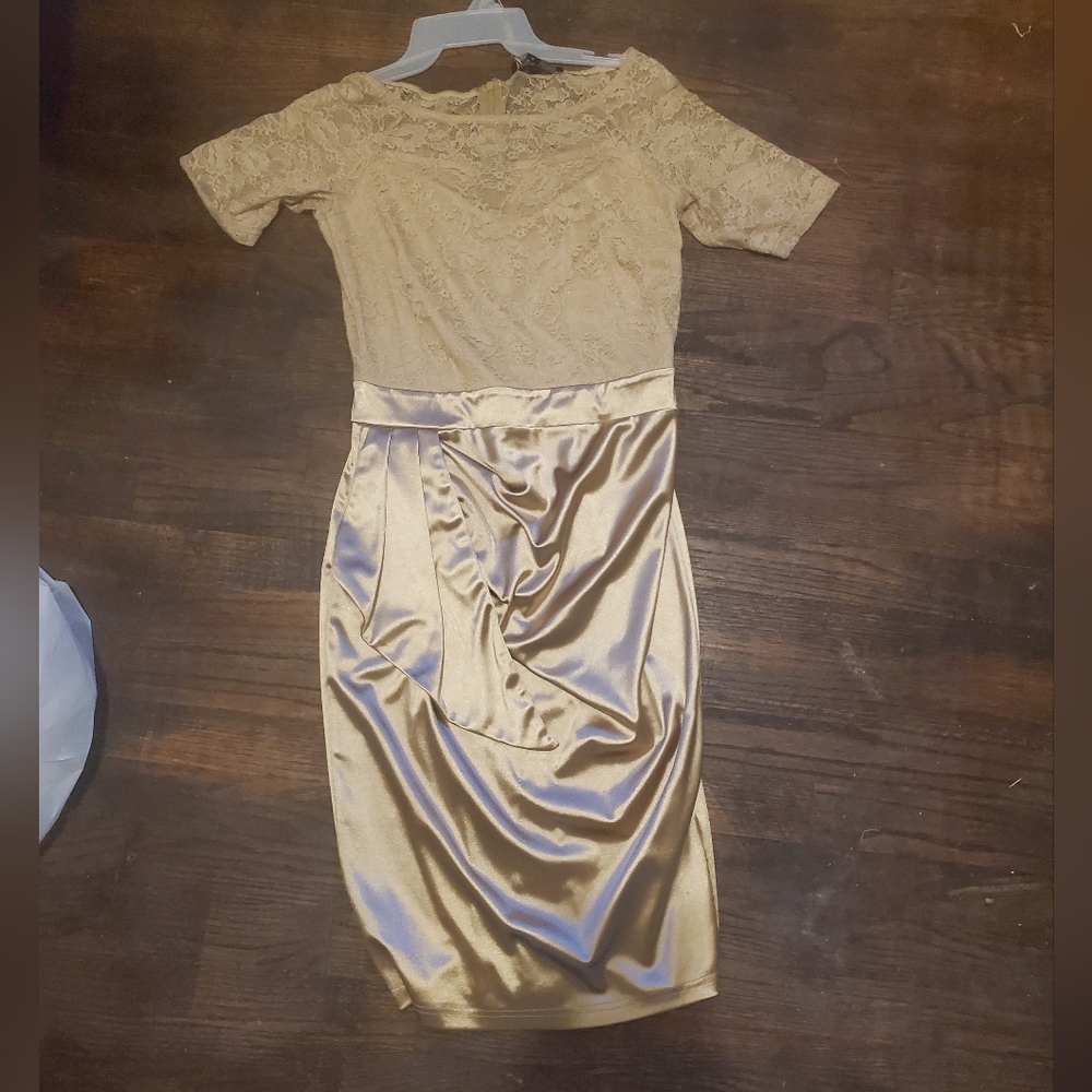 Gold mid length dress